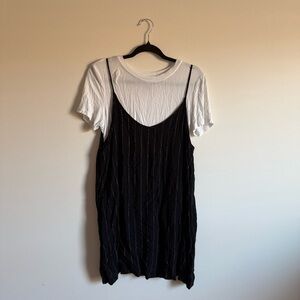 Chic Black and White Layered Mini Dress